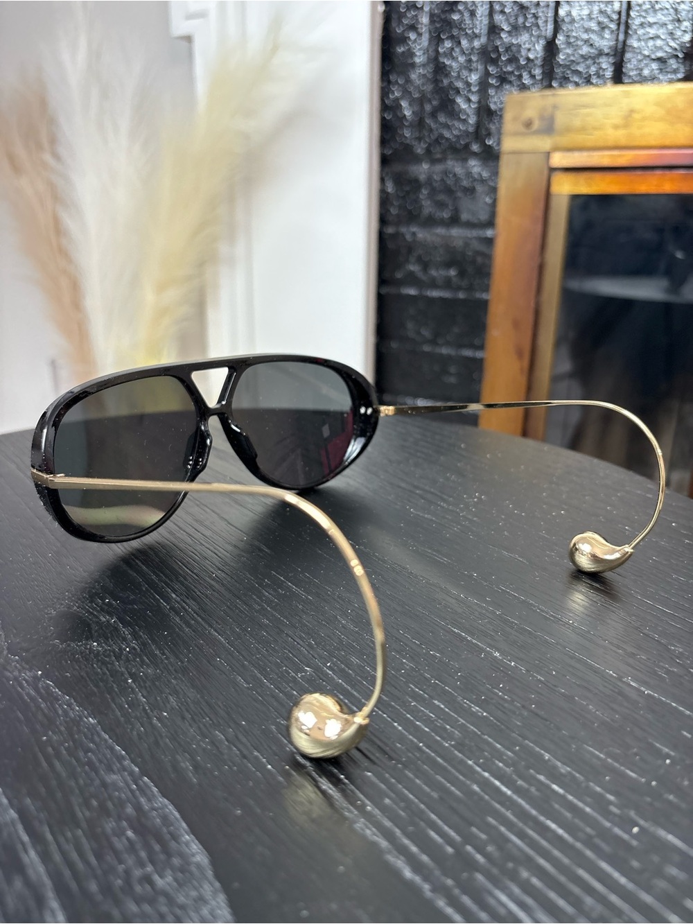 Black and Gold Women's Sunglasses - Picture 3 of 4